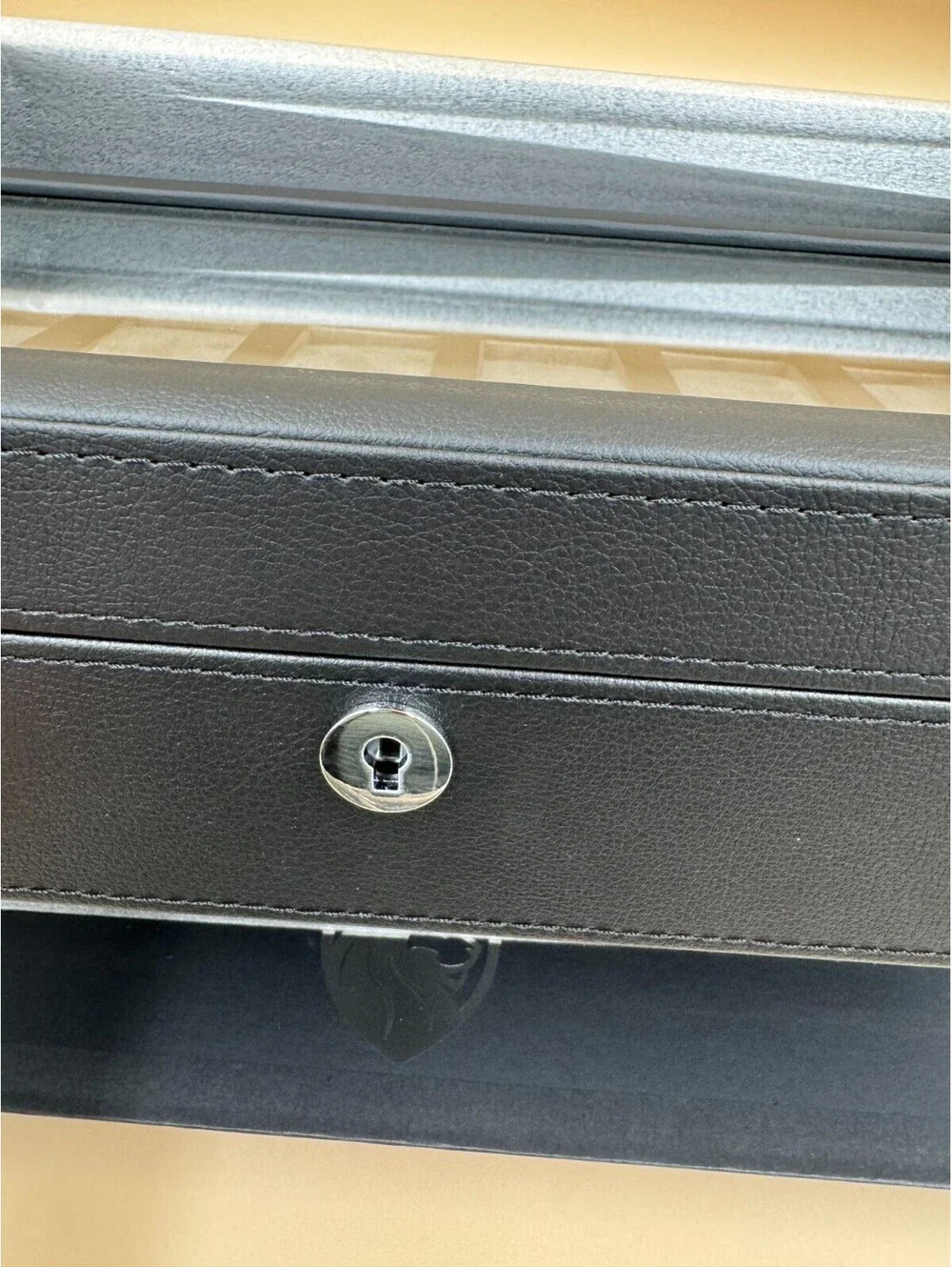 ROTHWELL 12 Slot Watch Box Black / Grey Locking Glass Top Display Case - Near Mi